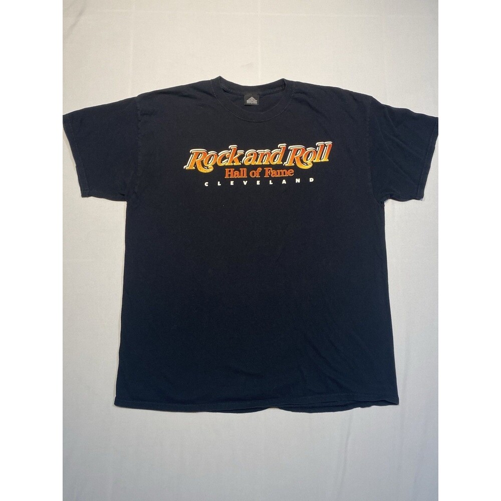 Vintage Rock and Roll Hall Of Fame Cleveland Black Tshirt Graphic Sz Large